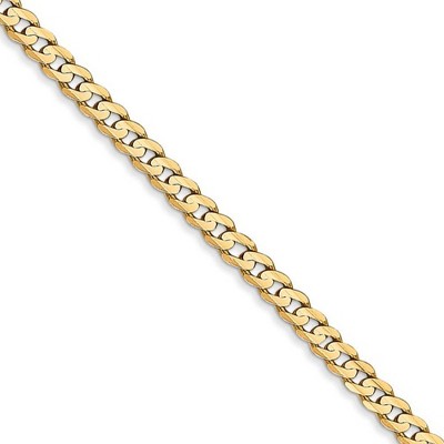Black Bow Jewelry 3mm, 14k Yellow Gold, Open Concave Curb Chain Necklace