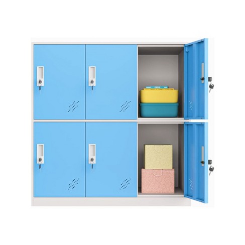 Mecolor 35.4 In. Kids, Adults Locker Metal 6 Door Storage Cabinet Room  Organizer With Lock For Clutter, Toys, Clothes, Shoes, Bags, Backpacks -  Blue : Target