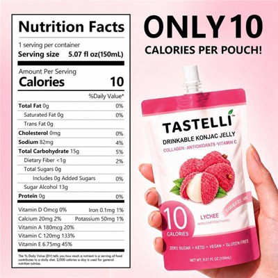 TASTELLI Konjac Jelly Lychee Pouches - 20.28 fl oz/4ct