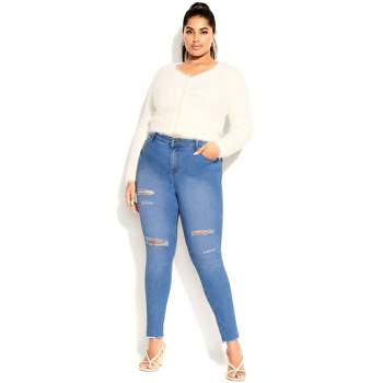 Women's Plus Size Asha Wild Rose Jean - blue | CITY CHIC