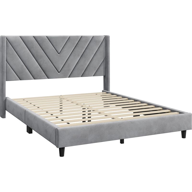 Yaheetech Upholstered Platform Bed Frame with Wooden Slat Support, 1 of 7