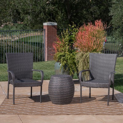 Orleans 3pc Wicker Chat Set - Gray - Christopher Knight Home