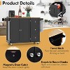Tangkula Kitchen Island Cart with Drop Leaf Rolling Kitchen Cart on Wheels with Rubber Wood Top 3 Drawers Towel & Spice Rack Black - 4 of 4