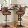 VECELO Set of 2/4 Swivel Adjustable Bar Stools with Back and Arm, Kitchen Island Stools, PU Chairs for Pub, Dining Room - 2 of 4