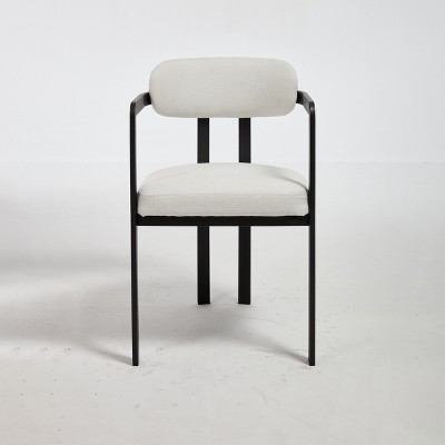 Lirago 20" Wide Modern Mid Century Beige Upholstered Dining Chairs with Black Metal Legs(Set of 2)