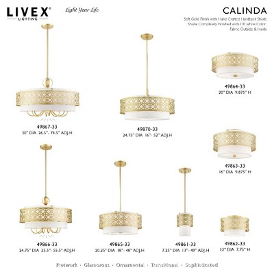 Calinda Soft Gold 5-Light Drum Pendant Chandelier