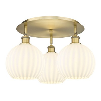 White Venetian - 3 Light Flush Mount In Modern Style-11 Inches Tall and 19.75 Inches Wide