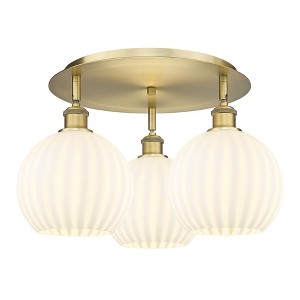 White Venetian - 3 Light Flush Mount In Modern Style-11 Inches Tall and 19.75 Inches Wide - 1 of 1