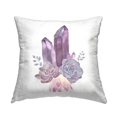 Stupell Industries Purple Amethyst Crystal Shapes Succulent Blossoms