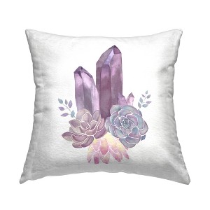 Stupell Industries Purple Amethyst Crystal Shapes Succulent Blossoms - 1 of 3