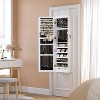 6 LEDs Mirror Jewelry Cabinet, Tall Lockable Wall or Door Mounted Jewelry Armoire Organizer - 3 of 4