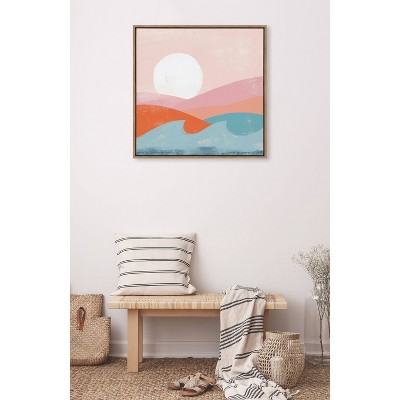 Colorful Sunset and Ocean Waves Framed Canvas Print