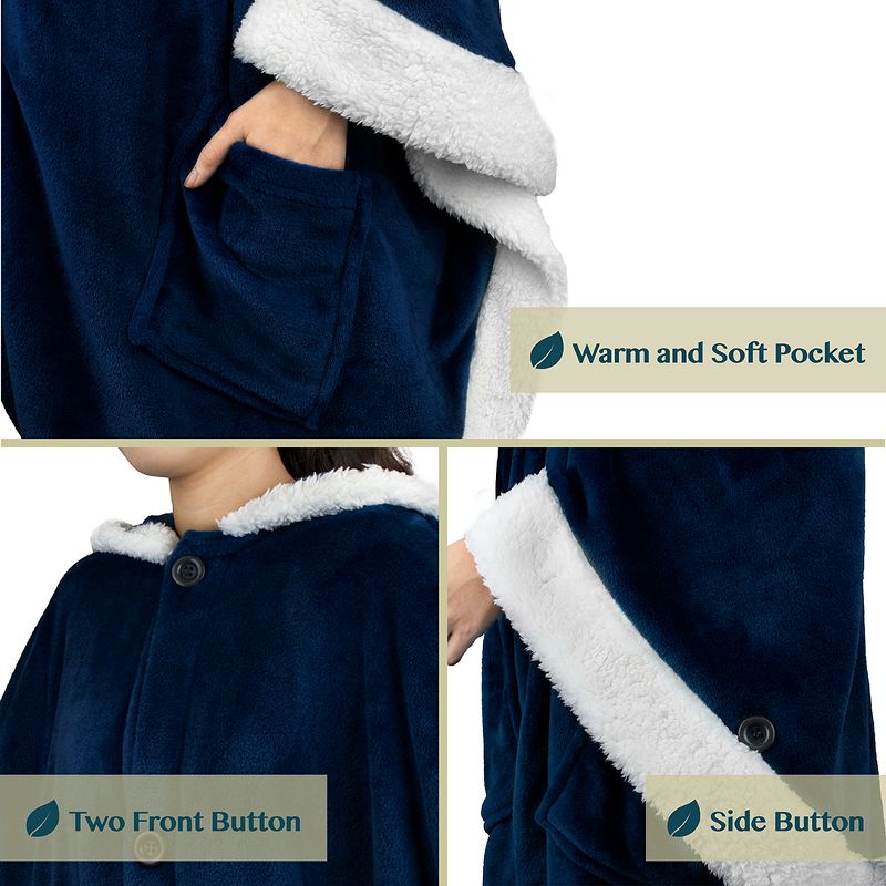 PAVILIA Angel Wrap Hooded Blanket for Women Adult, Wearable Cozy Wrap Throw Fleece Shawl Cape, 5 of 7