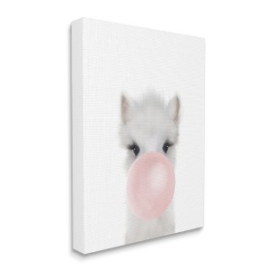 Stupell Industries Baby Woodland Alpaca with Pink Bubble Gum - 1 of 4