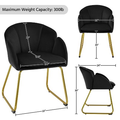 Black Velvet Barrel Accent Chair with Gold Metal Legs