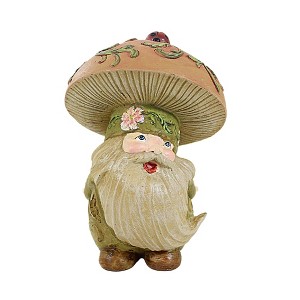 Roman 6.0 Inch Floral Gnome Figurine Mushroom Hat Flowers Gnome Figurines - 1 of 3