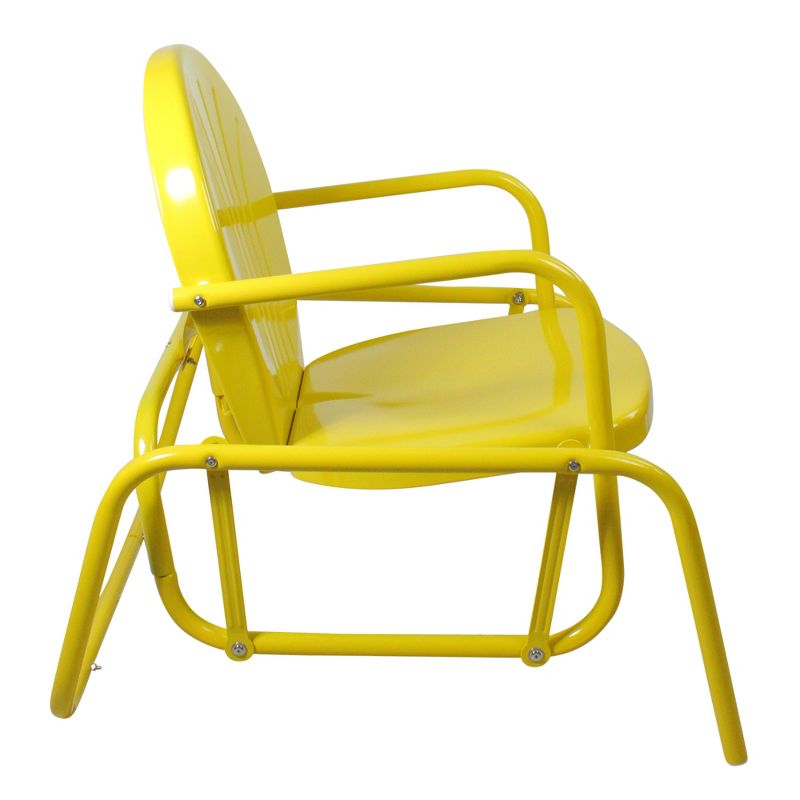 Northlight Outdoor Retro Metal Tulip Glider Patio Chair, Yellow, 4 of 5