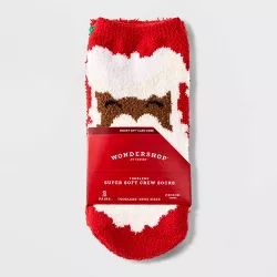 Toddler Santa 2pk Cozy Crew Socks with Gift Card Holder - Wondershop™ Red 2T-3T