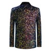Cloudstyle Men's One Button Slim Fit Velvet Sequin Blazer Party Prom Dinner Jacket - 2 of 4