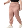 Agnes Orinda Women's Plus Size Satin Elastic Waist Athleisure Ankle Length Casual Jogger Pants - 2 of 4