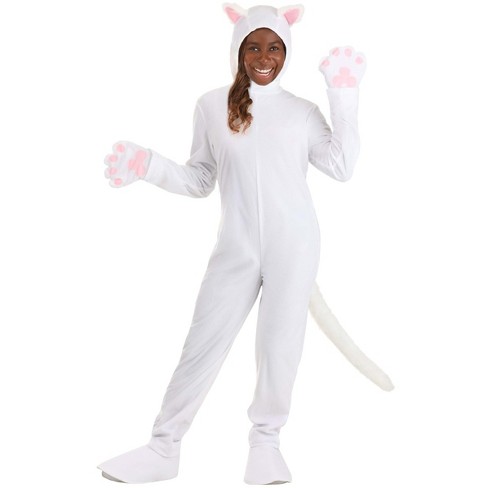 Halloweencostumes Large White Cat Adult Costume White pink Target