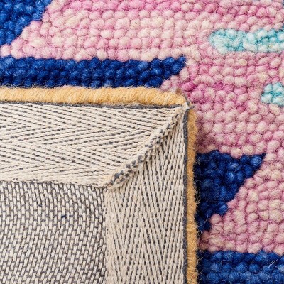 Aspen Blue and Multicolor Wool Geometric Runner Rug