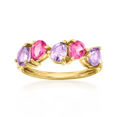 Ross-Simons 0.80 ct. t.w. Amethyst and .70 ct. t.w. Pink Topaz Ring in 18kt Gold Over Sterling