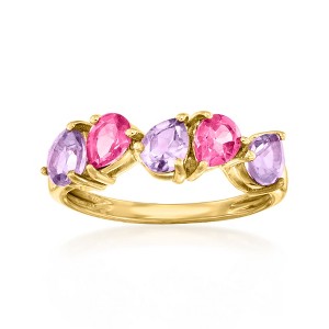 Ross-Simons 0.80 ct. t.w. Amethyst and .70 ct. t.w. Pink Topaz Ring in 18kt Gold Over Sterling - 1 of 4