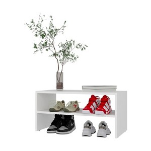 AZL1 Life Concept Shoe Rack 2-Shelf with Low Horizontal Design Durable Melamine Particle Board for Hallway Closet Bedroom, White, 28.75"*15.36"*3.15" - 1 of 4