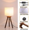 18" Nordic Natural Wood Tripod Table Lamp with Linen Drum Shade for Bedroom, Living Room, Study, Café, Entryway, or Hotel Spaces - 2 of 4