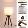 HBEZON 18''H Tripod Table Lamp with White Linen Shade for Bedroom, Living Room, Dining Room, Office, Rubber Wood - image 2 of 4