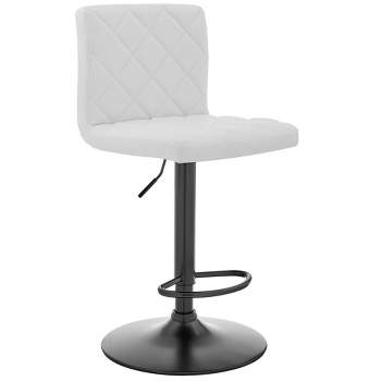 Duval Adjustable Barstool with Faux Leather and Metal Finish Black/White - Armen Living