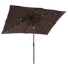 Okak 9X7IN Patio Umbrella with Solar LED Light, Beach Umbrella with Tilt & Crank, UV-Production Parasol Umbrella for Backyard, Garden, Deck, Brown - 3 of 4