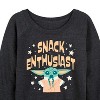 Women's - Star Wars - The Mandalorian Snack Enthusiast Grogu Lightweight French Terry Wide Neck Long Sleeve Graphic Shirt - 2 of 4