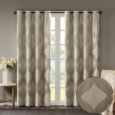 MAYEERTY Ogee Knitted Jacquard Total Blackout Curtain Panel(Only 1 Pc Panel)