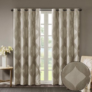 MAYEERTY Ogee Knitted Jacquard Total Blackout Curtain Panel(Only 1 Pc Panel) - 1 of 4