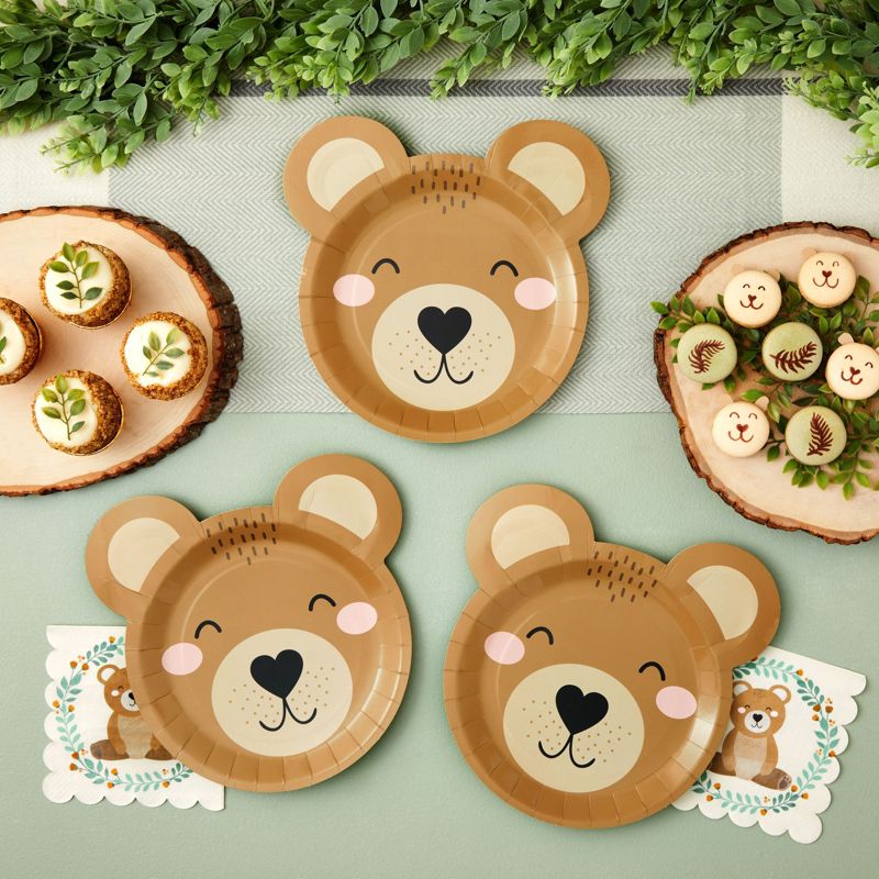 Sparkle and Bash 48-Pack Teddy Bear Disposable Paper Plates for Baby Shower Decorations, 11x11 in, 2 of 7