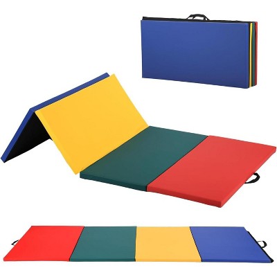 FDW Yoga Arts Mat Gymnastics Mat Wrestling Mat Tumbling Mat Gym Mat Folding Gymnastic Mat Thick PU Leather Exercise Mat for Tumbling Stretching