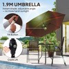 4 Piece Outdoor Bar Set with Umbrella, Patio Dining Set with 2 Folding Chairs, Wave Textured Tempered Glass Table for Backyard, Garden, Deck, Poolside - 4 of 4