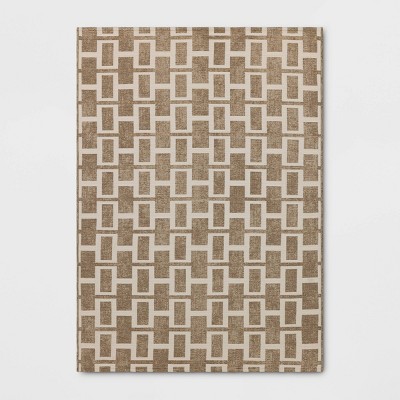 5'x7' Modern Geometric Outdoor Area Rug Tan - Threshold™