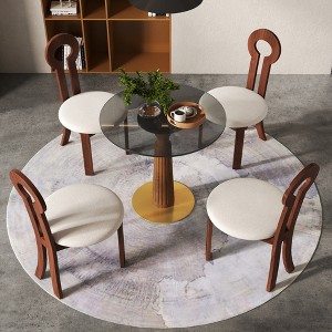 33.46"Kitchen Table for 2-4 with Thick Top,Titanium Golden Pedestal Base,Heat-Resistant,Bistro Table for Dining Room,Cafe,Small Space - 1 of 4