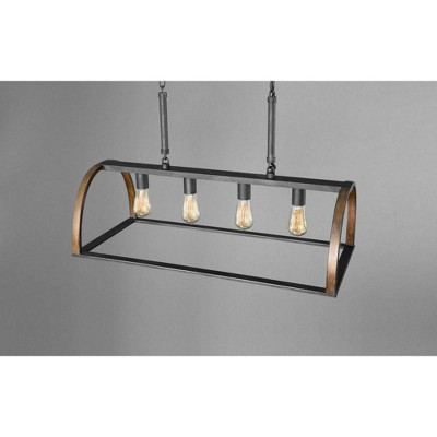 Gilded Iron 4-Light Geometric Cage Island Pendant