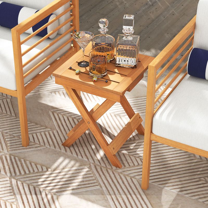 Tangkula Outdoor Folding Side Table Hardwood Patio Bistro Table w/ Slatted Tabletop & X-shaped Legs, 2 of 10
