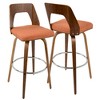 30" Fabric Mid-Century Modern Barstool with 360-Degree Swivel, Set of 2 for Kitchen or Home Bar - 2 of 4