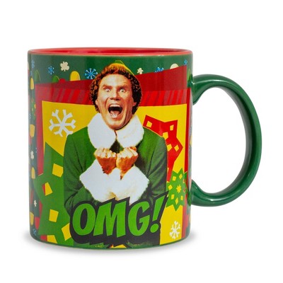 Silver Buffalo Elf "OMG! Santa's Coming!" Ceramic Mug | Holds 20 Ounces