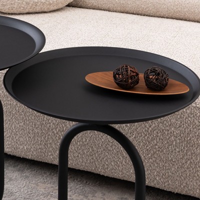 NicBex 24" Lantern-shaped Metal End Table, Modern Small Round Coffee Drink Cocktail Table, Small Accent Pedestal Table for Living Room, Cream White