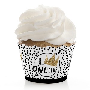 Big Dot of Happiness 1st Birthday Little Mr. Onederful - Boy First Birthday Party Decorations - Party Cupcake Wrappers - Set of 12 - 1 of 4