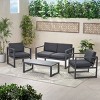 Coolbibila 4 Piece Modern Patio Furniture Set,Conversation Sets For Patio with Cushions,Aluminum Frame Slat Dining Table and Garden Arm Chair - 2 of 4