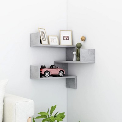vidaXL Wall Corner Shelf Concrete Gray 15.7 in.x15.7 in.x19.7 in ...