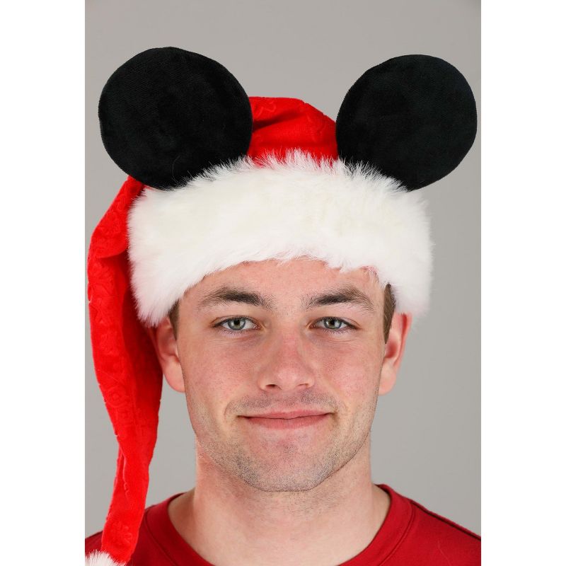 HalloweenCostumes.com One Size Fits Most   Disney Mickey Mouse Santa Cap | Disney Hats, Black/Red/White, 5 of 7